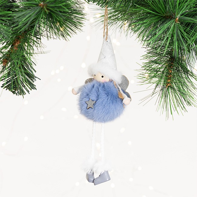 Christmas Wishes Fluffy Blue Angel Hanging Tree Decoration Christmas Wishes Fluffy Blue Angel Hanging Tree Decoration