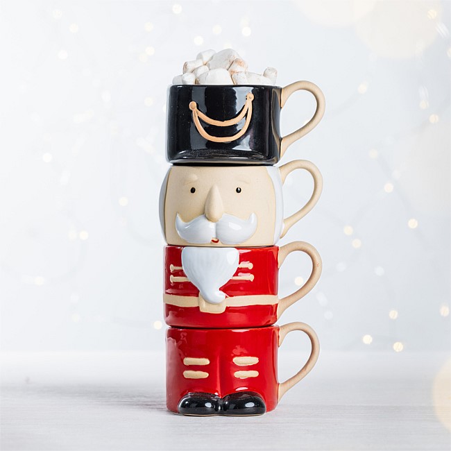 Christmas Wishes Nutcracker Mug Set of 4