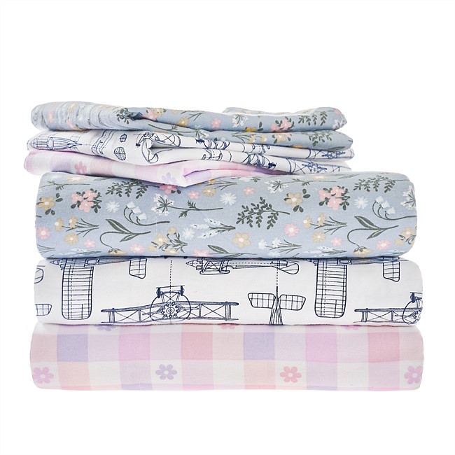 Kids Bedding - Hush Kids Printed Flannelette Sheet Set