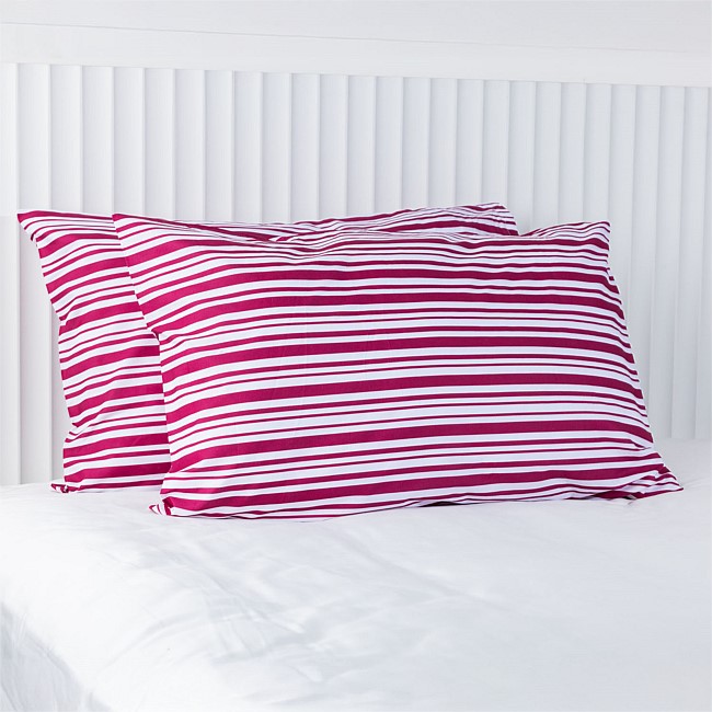 Gracious Living Multi Stripe Print Pillowcase Pair 100% Cotton