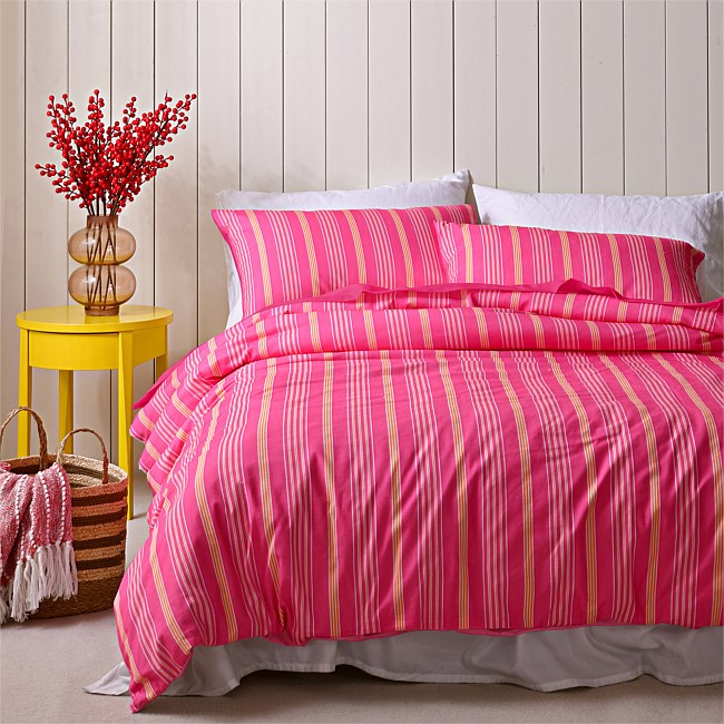 Marlo Candy Stripe Cotton Slub Duvet Cover Set Marlo Candy Stripe Cotton Slub Duvet Cover Set