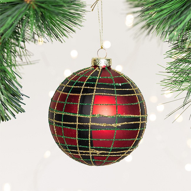 Christmas Wishes Large Red Tartan Bauble Christmas Wishes Large Red Tartan Bauble