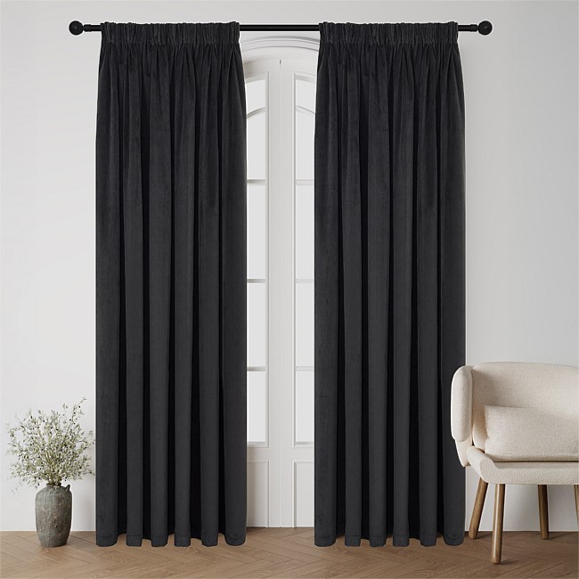 Style Co. Beau Velvet Block Out Pencil Pleat Curtain Pair
