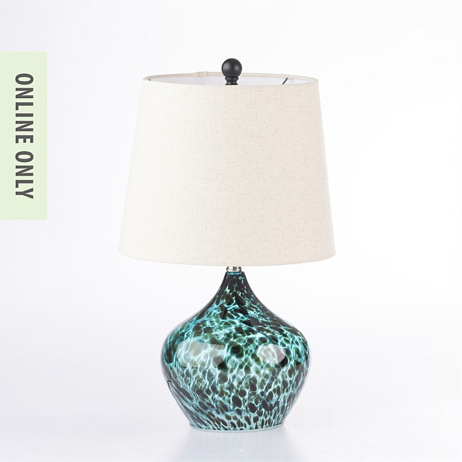 Amparo Smoky Glass Blue Lamp