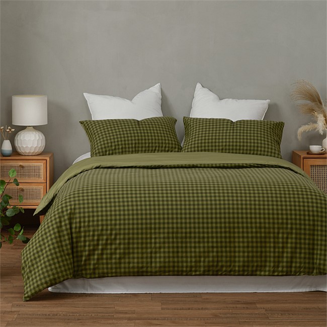 Fieldcrest Autumn Check Cotton Duvet Cover Set