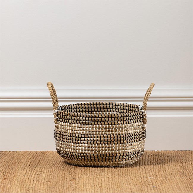 Design Republique Striped Seagrass Basket Medium