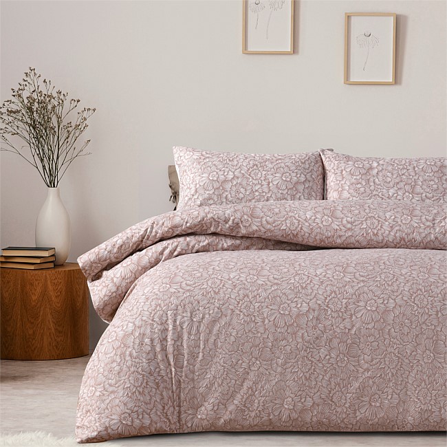 Hometones Pink Botanical Flannelette Duvet Cover Set Hometones Pink Botanical Flannelette Duvet Cover Set