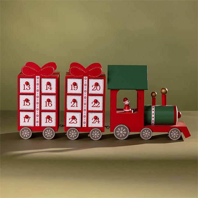 Christmas Wishes Wooden Train Advent Calendar