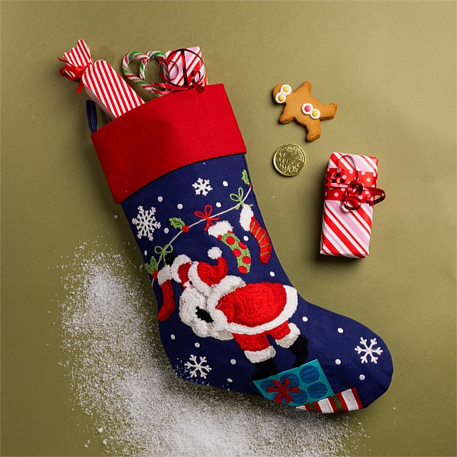 Christmas Wishes Embroidered Santa Stocking Christmas Wishes Embroidered Santa Stocking