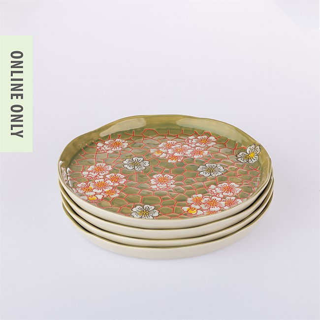 Gracious Living Delilah Side Plate Set of 4 Sage Gracious Living Delilah Side Plate Set of 4 Sage