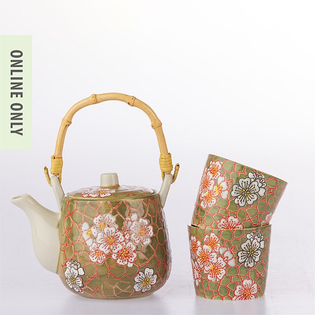 Gracious Living Delilah Teapot Set of 3 Sage Gracious Living Delilah Teapot Set of 3 Sage