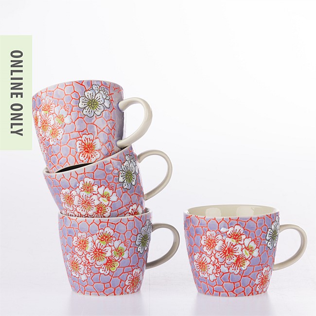 Gracious Living Delilah Mug Set of 4 Lavender Gracious Living Delilah Mug Set of 4 Lavender