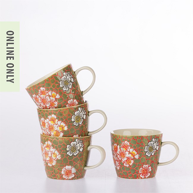 Gracious Living Delilah Mug Set of 4 Sage Gracious Living Delilah Mug Set of 4 Sage