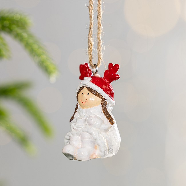 Christmas Wishes Sitting Angel Hanging Christmas Tree Decoration