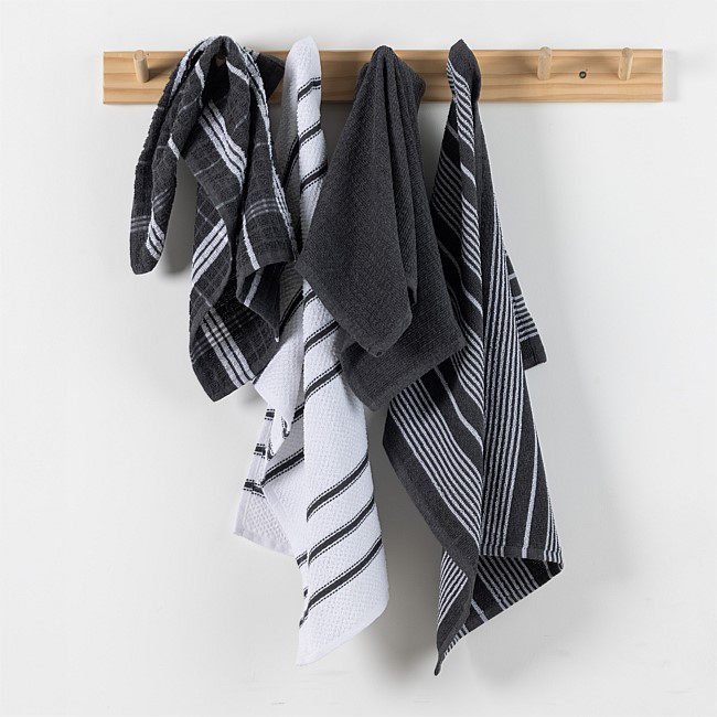Home Co. Terry Tea Towels Charcoal 4 Pack Home Co. Terry Tea Towels Charcoal 4 Pack