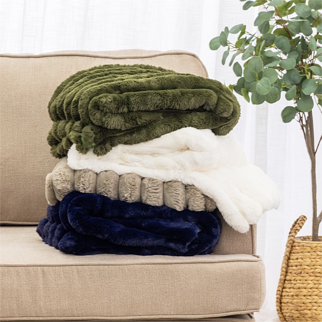 Fieldcrest Sophia Ribbed Faux Fur Throw