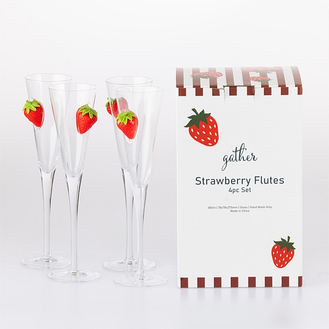 Gather Strawberry Flutes 4 Piece Set Gather Strawberry Flutes 4 Piece Set