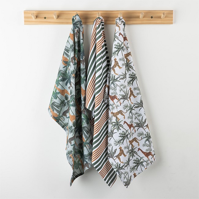 Design Republique Tropics Cotton Tea Towels 3 Pack Animals Design Republique Tropics Cotton Tea Towels 3 Pack Animals