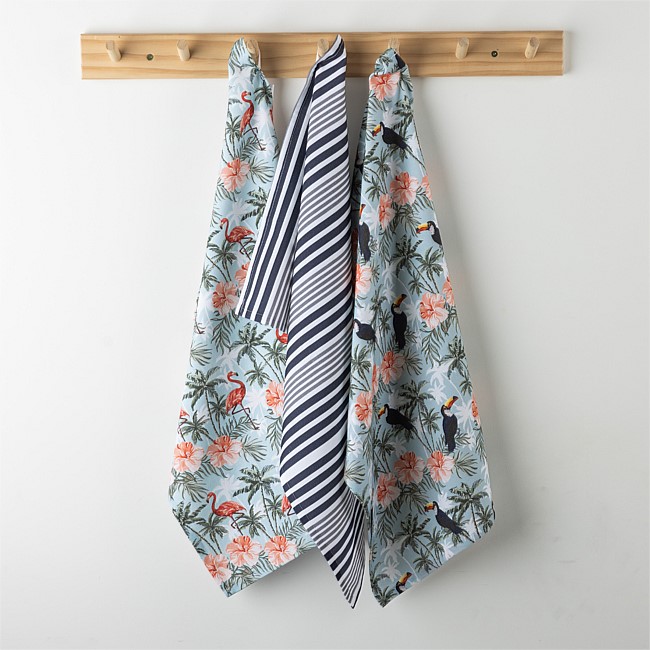 Design Republique Tropics Cotton Tea Towels 3 Pack Birds Design Republique Tropics Cotton Tea Towels 3 Pack Birds