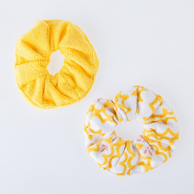 Grace & Gild Cali Towelling Scrunchie Set Yellow
