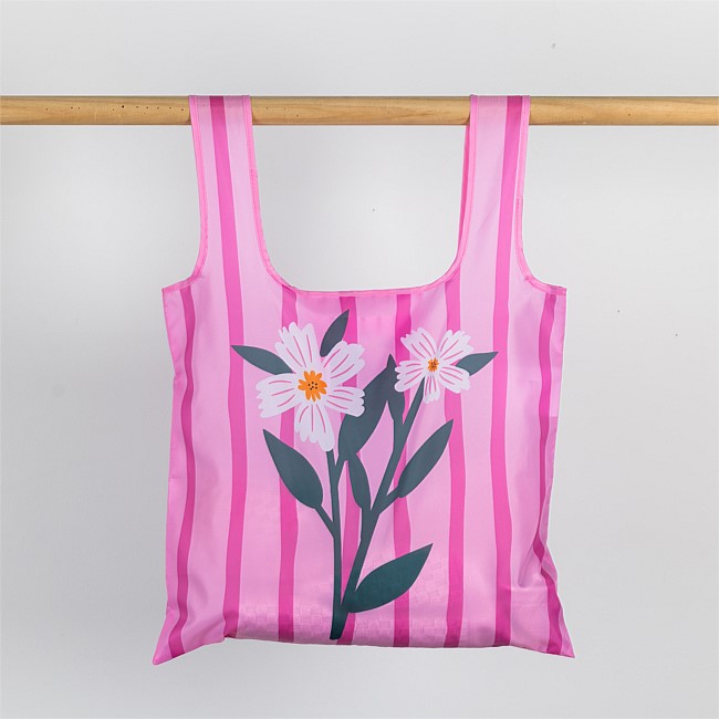 Home Co. Daisy Stripe Recycled Double Sided Foldable Tote Home Co. Daisy Stripe Recycled Double Sided Foldable Tote