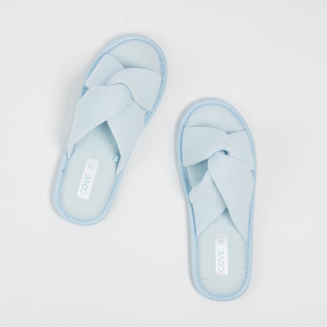 Cove Mya Pale Blue Cross Over Slipper