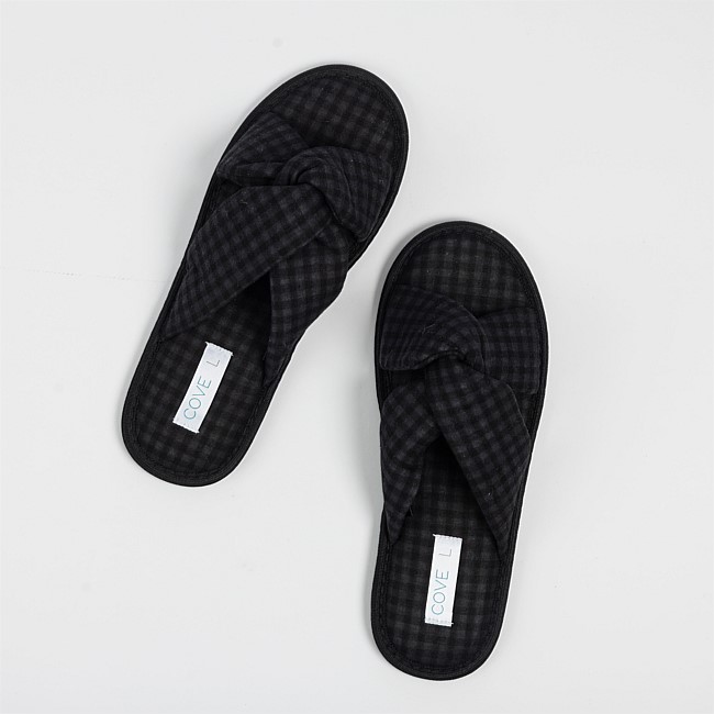 Cove Mya Charcoal Cross Over Slipper Cove Mya Charcoal Cross Over Slipper
