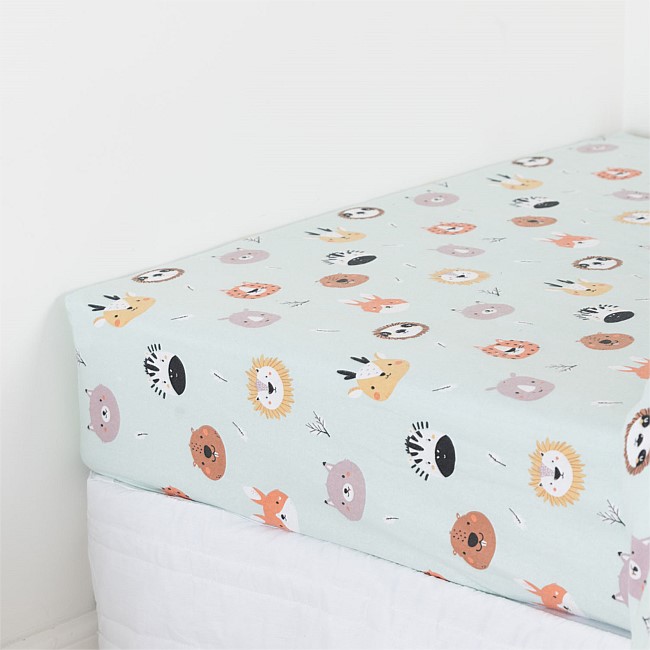 Hush Baby Forest Animal Flannelette Fitted Sheet 