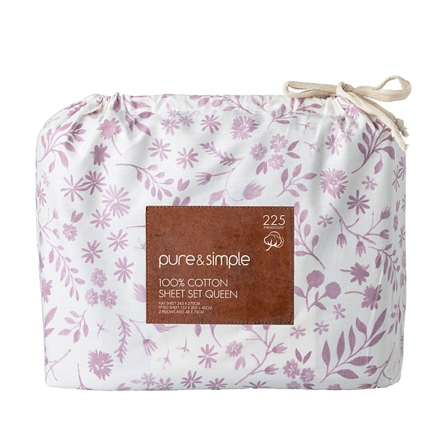Pure & Simple Nova Printed Cotton Sheet Set Pure & Simple Nova Printed Cotton Sheet Set