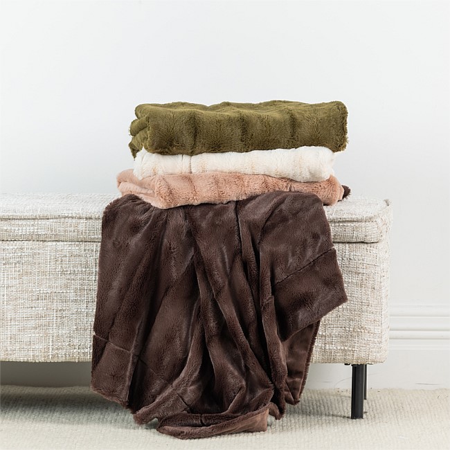 Solace Channel Faux Fur Throw 