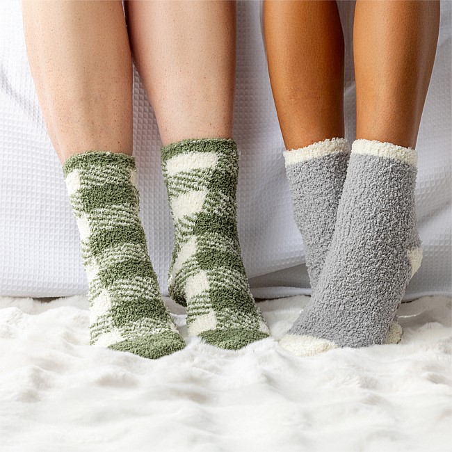 bb&b Sleep Classic 2 Pack Check & Grey Bed Socks