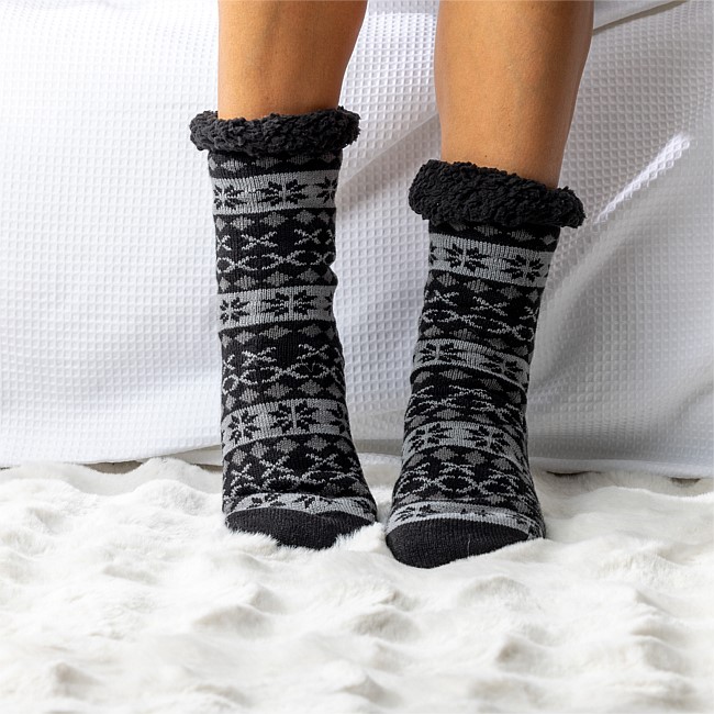 bb&b Fleece Lined Nordic Slipper Sock Black bb&b Fleece Lined Nordic Slipper Sock Black