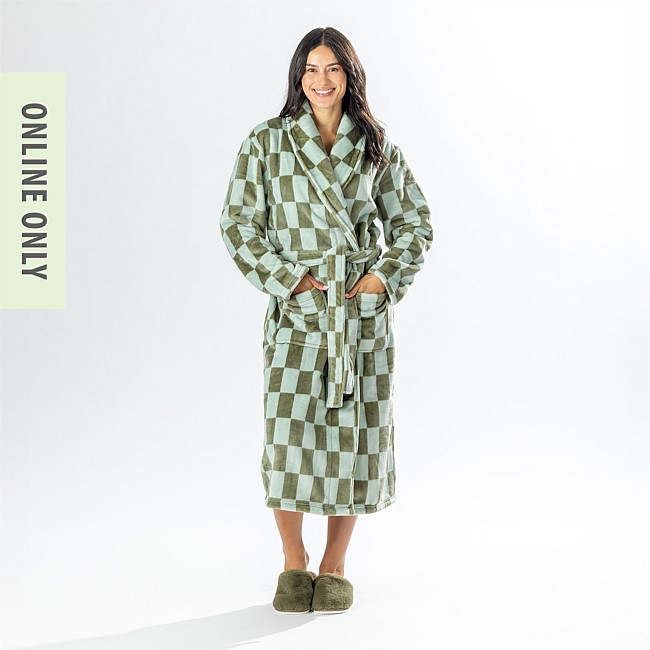 Amparo Robbie Check Bathrobe Green Amparo Robbie Check Bathrobe Green