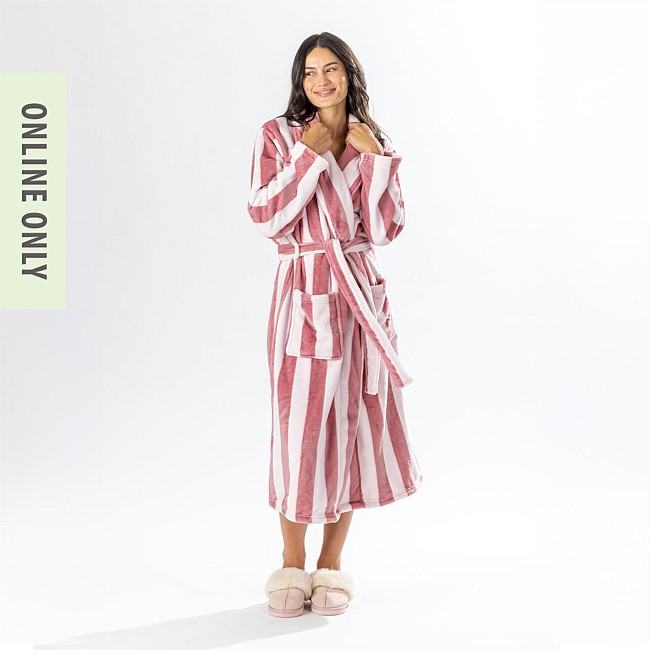 Amparo Bold Stripe Bathrobe Pink Amparo Bold Stripe Bathrobe Pink
