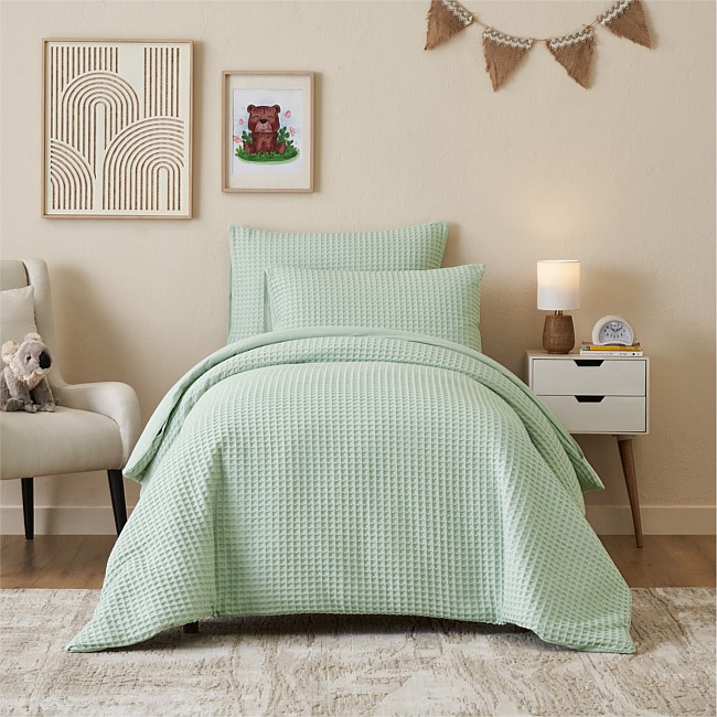 bb&b kids Chunky Waffle Cotton Duvet Cover Set