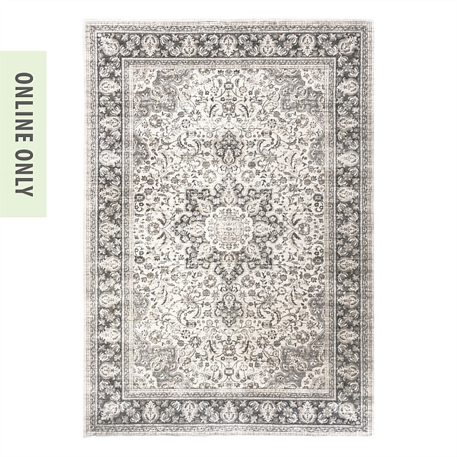 Design Republique Rexy Border Rug Silver 200 x 300cm