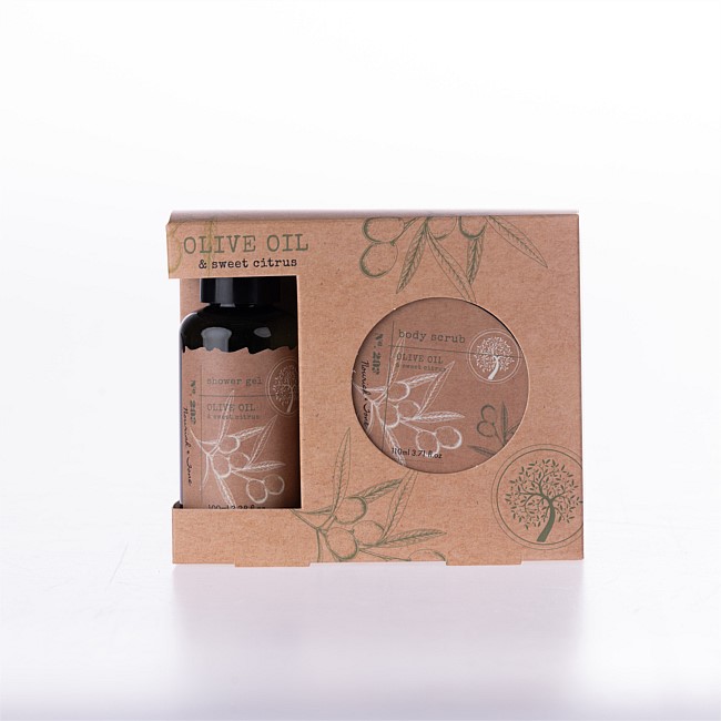 Pure Natures Olive Oil & Sweet Citrus Shower Gel & Scrub Set