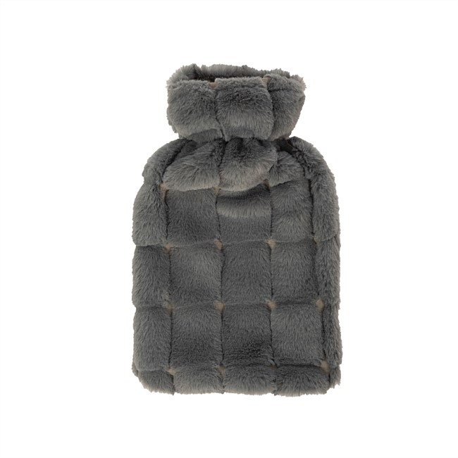 Hush Square Embossed Faux Fur Hot Water Bottle Cover 0.7L