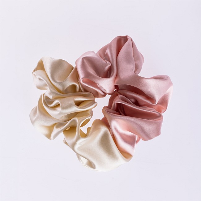 Grace & Gild Shalah Two Tone Scrunchie Cream/Rose Grace & Gild Shalah Two Tone Scrunchie Cream/Rose