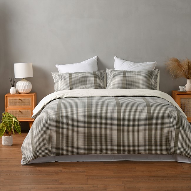 Fieldcrest Kai Check Cotton Duvet Cover Set Fieldcrest Kai Check Cotton Duvet Cover Set