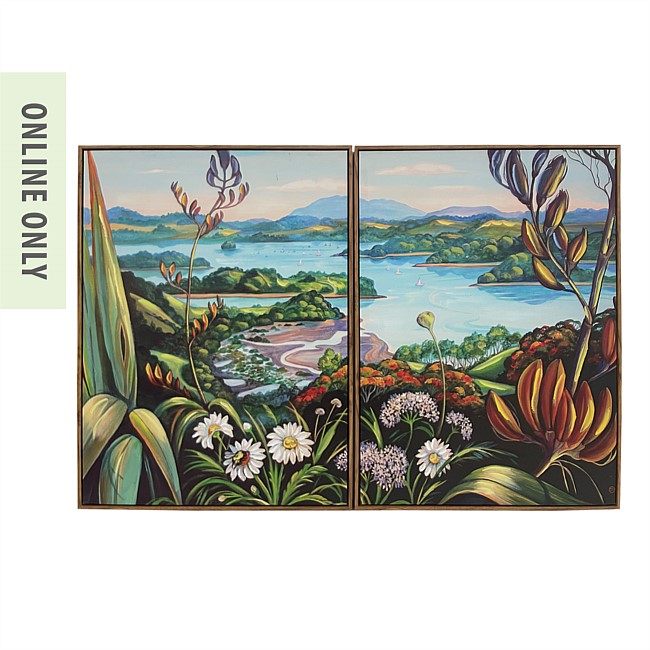 Design Plus Kiwiana Mahurangi Harbour Set of 2 Wall Art
