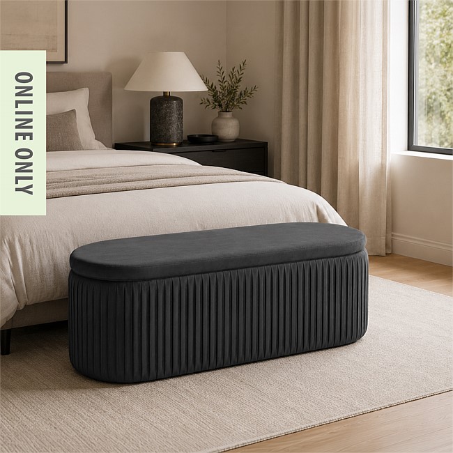 Design Republique Black Pleated Velvet Bench Design Republique Black Pleated Velvet Bench