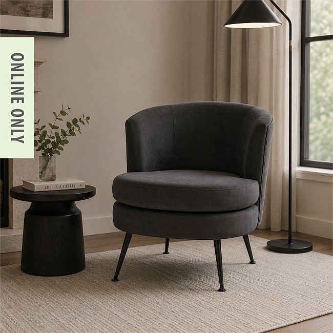 Design Republique Black Pleated Velvet Armchair