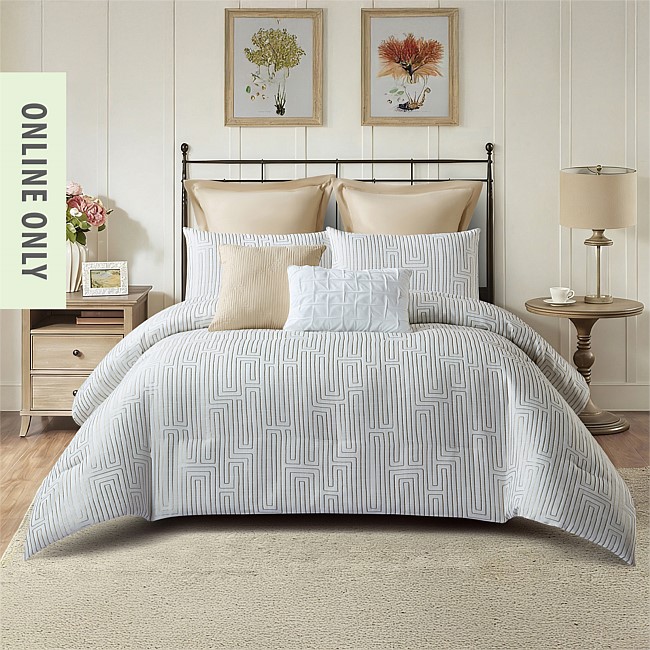 Solace Henley 7 Piece Comforter Set Cream