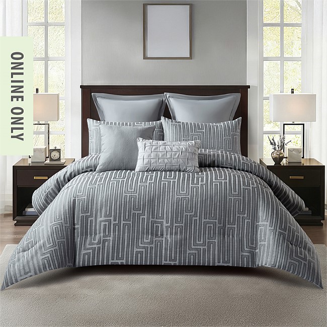 Solace Henley 7 Piece Comforter Steel Grey Set 