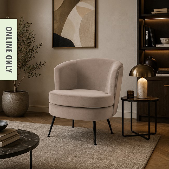 Design Republique Taupe Pleated Velvet Armchair