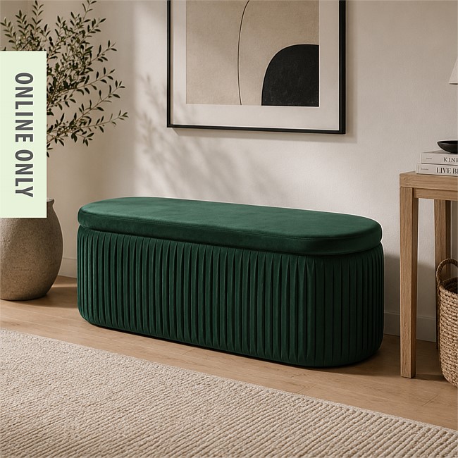 Design Republique Emerald Pleated Velvet Bench Design Republique Emerald Pleated Velvet Bench