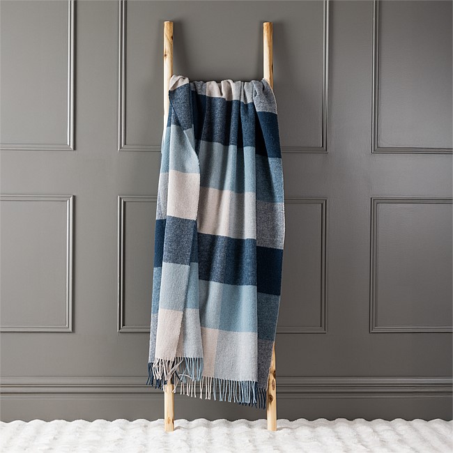 Woolrest New Zealand Wool Check Throw Blue Woolrest New Zealand Wool Check Throw Blue