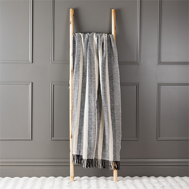 Woolrest New Zealand Wool Herringbone Stripe Throw Charcoal Woolrest New Zealand Wool Herringbone Stripe Throw Charcoal