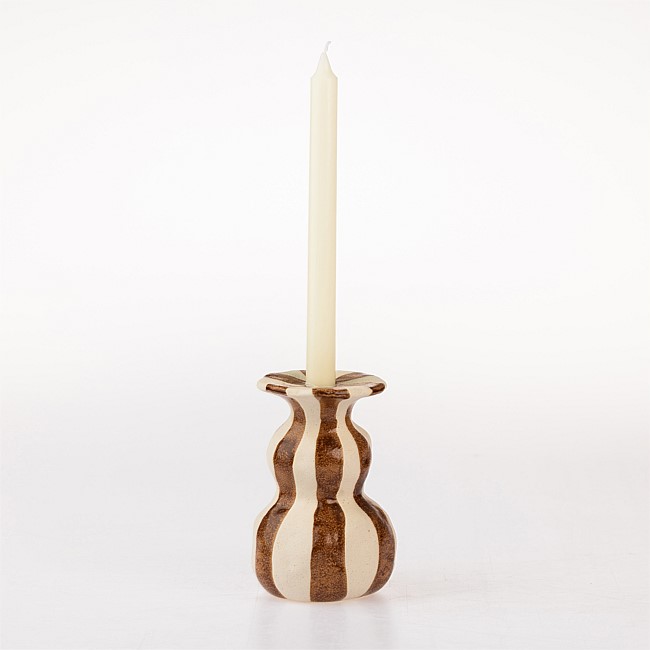 Fieldcrest Cleo Stripe Candle Holder 16cm Fieldcrest Cleo Stripe Candle Holder 16cm